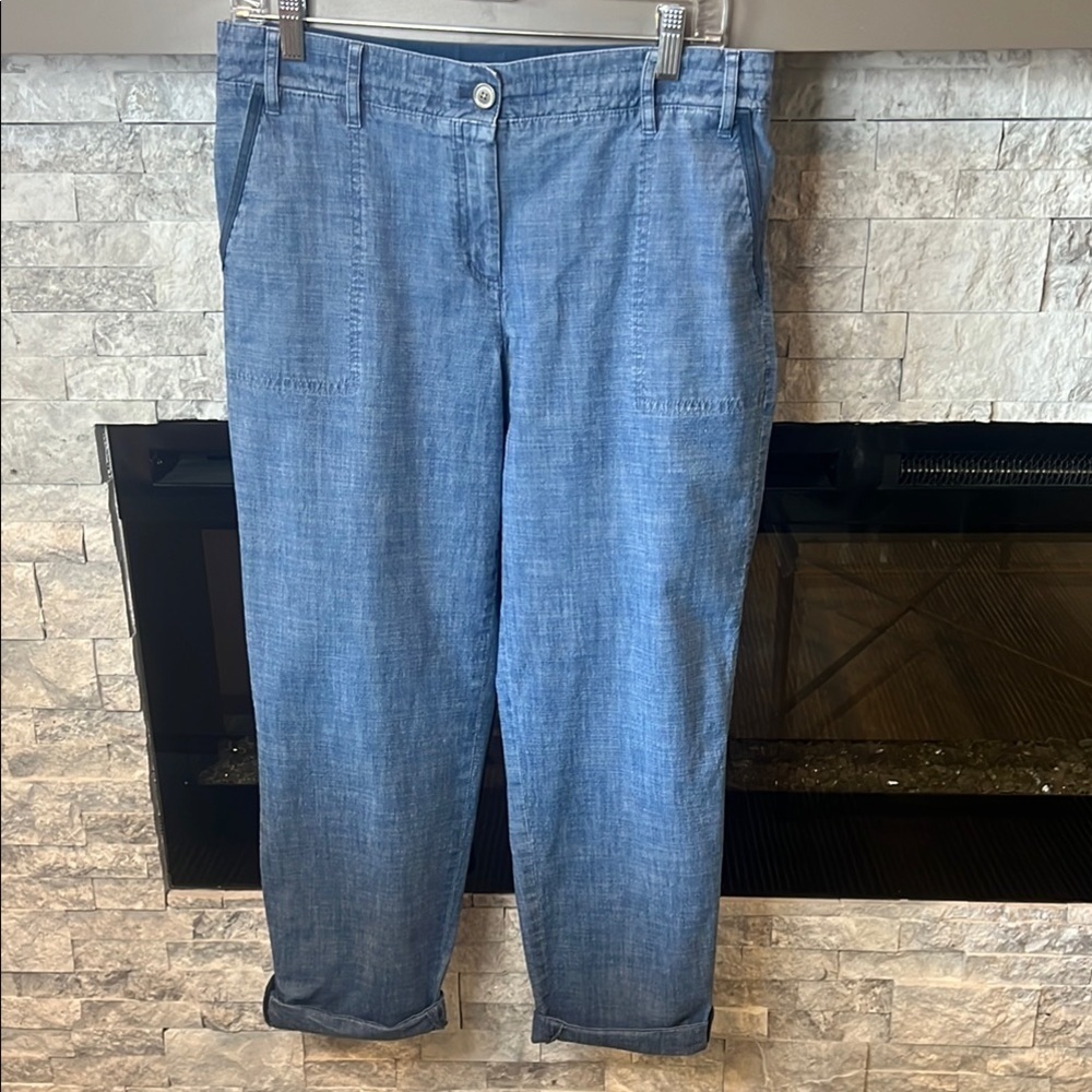 Talbots Blue Cropped Ankle Jeans Relaxed Fit